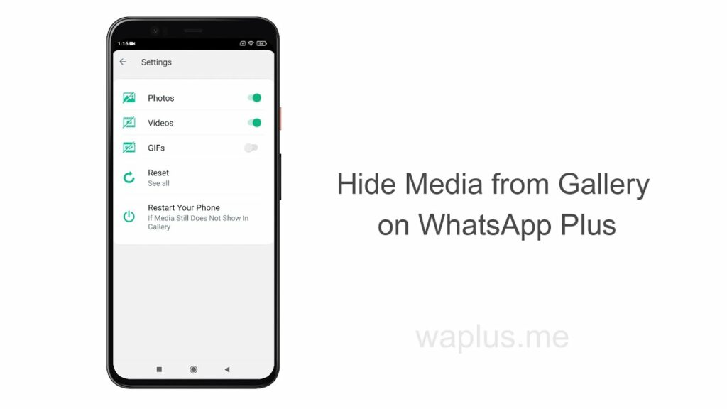 Medianı WhatsApp Plus-da Qalereyadan gizlədin